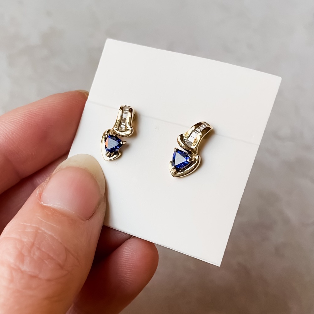 14k Gold, Sapphire & Diamond Earrings